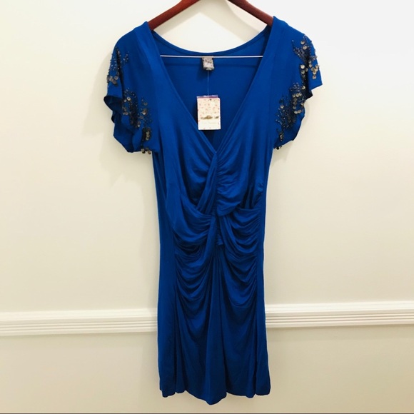 NWT Free People Royal Blue Cocktail Dress medium - Picture 9 of 9